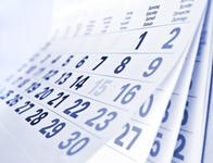 Close up a blue toned calendar page
